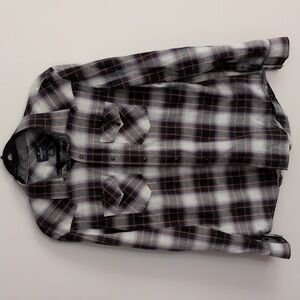 American Eagle Outfitters Plaid Cotton Snap Button Down Shirt Slim Fit Large